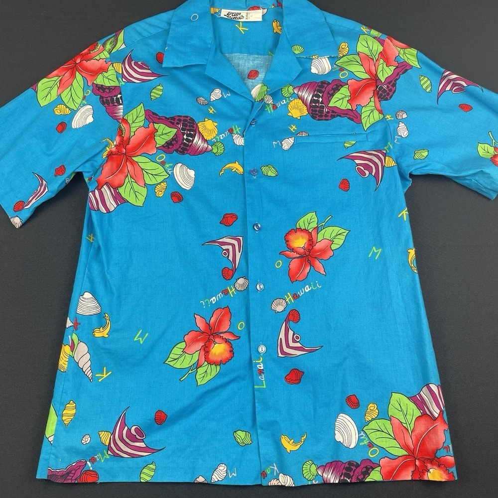 Vintage Hilo Hattie Hawaiian Shirt Mens XL Button Up Beach Camp Bright Floral